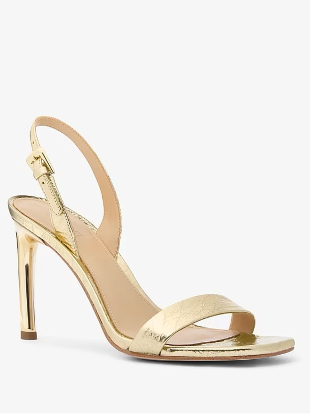 NWT MICHAEL Michael Kors Kasia Crackled Metallic Leather Sandals with Heel 10